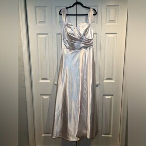 Elegant White Satin Evening Gown
